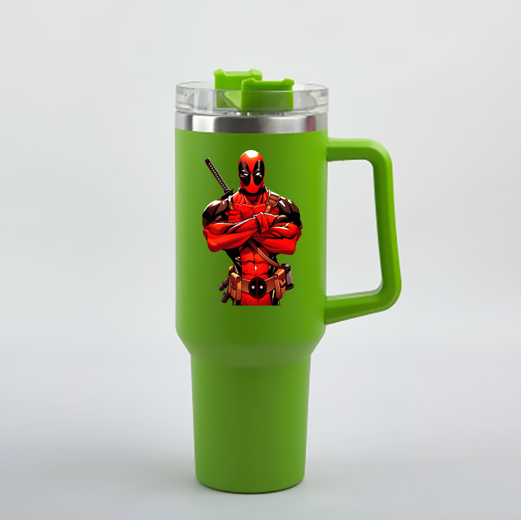 （画像用） Deadpool デッドプール 1200mL車用タンブラー - クリスタルステッカー（プラスチックストロー付き）